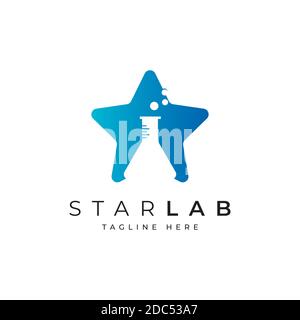 Simbolo stella moderno con design del logo del test delle provette template.STAR LAB icona Illustrazione Vettoriale