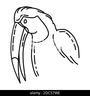 Icona Toco Toucan. Vettore set di icone disegnate a mano da un animale tropicale. Illustrazione Vettoriale