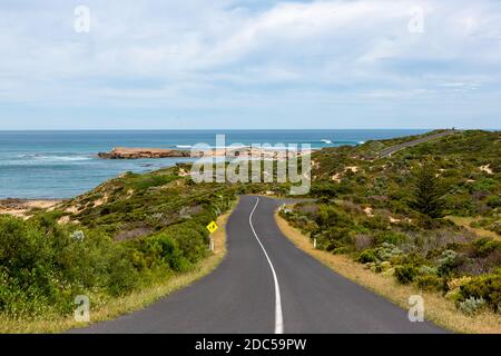 La vista lungo il Bowman Scene Drive a Beachport Sud Australia il 9 novembre 2020 Foto Stock