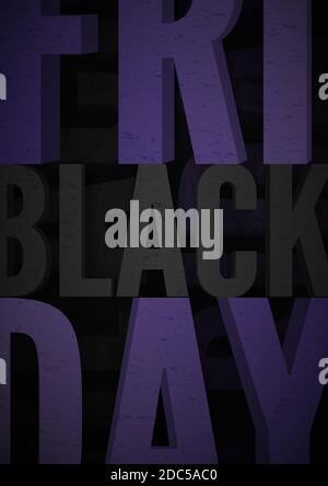 Offerta Black Friday. Banner, poster, storie tampate su sfondo scuro vettore Illustrazione Vettoriale