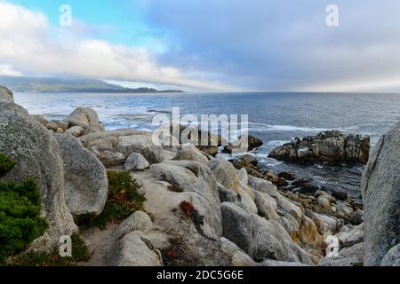 Paesaggio di Pescadero Point con alberi fantasma lungo 17 Mile Drive sulla costa di Pebble Beach, California Foto Stock