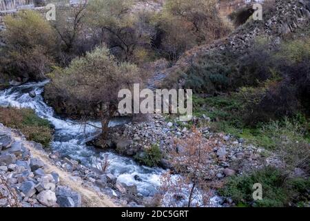 Il fiume Azat attraversa Garni nella provincia di Kotayk Di Armenia Foto Stock