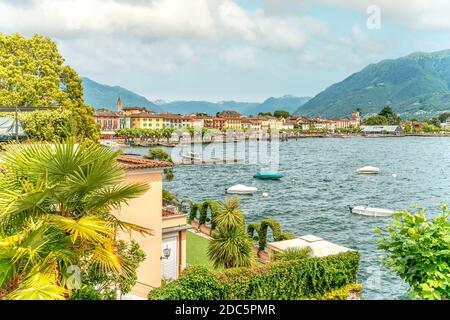 Vista panoramica su Ascona al Lago maggiore, Ticino, Svizzera Foto Stock