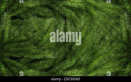 Texture sfondo fresco verde soffice Natale verde abete rosso rami 3D rendering Foto Stock