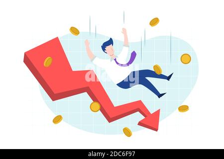 Flat fallimento concetto di crisi illustrazione vettoriale Illustrazione Vettoriale