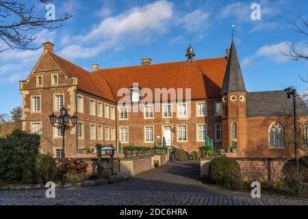 Burg Hülshoff, Havixbeck, Münsterland, Nordrhein-Westfalen, Deutschland | Castello di Burg Huelshoff, Havixbeck, regione di Muenster, Renania Settentrionale-Vestfalia, Foto Stock