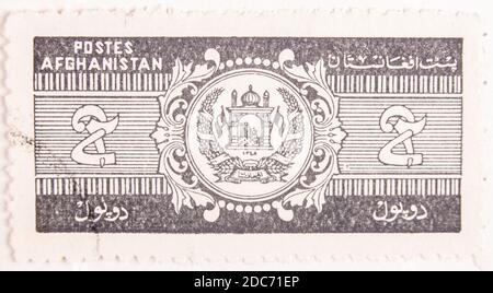 Antwerpen, Belgio - 17 novembre 2020: Una stampa di francobollo da parte dell'ufficio postale dell'Afghanistan, presenta Foto Stock