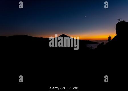 Tramonto d'oro a Tenerife, Isole Canarie, Spagna. Foto Stock