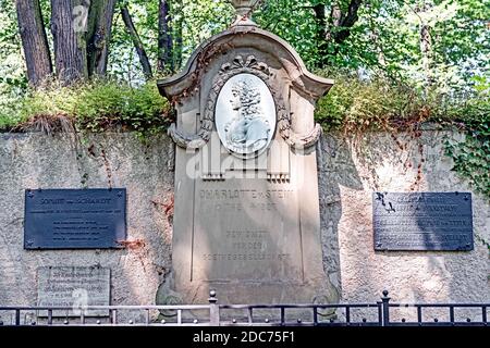 Weimar, antico cimitero: Tomba di Charlotte von Stein, amico di Goethe; Weimar, alter Friedhof: Grab von Charliotte contro Stein Foto Stock