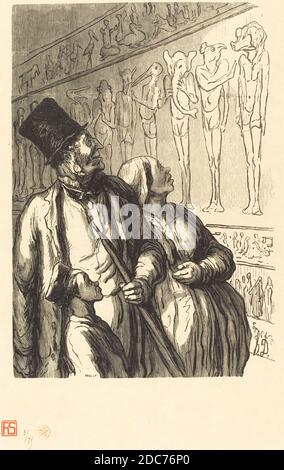 Julien Antoine Peulot, (artista), francese, nato nel 1827, Honoré Daumier, (artista dopo), francese, 1808 - 1879, esposizione universelle: Section egyptienne, H. Daumier, tirage unique de trente-Six bois, (serie), 1867, incisione in legno Foto Stock