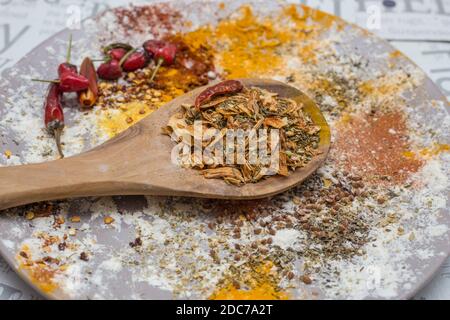 Primo piano di condimento di semi freddi Foto Stock