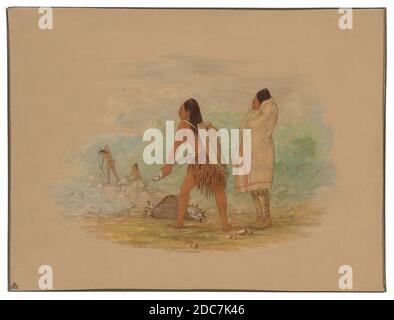 George Catlin, (artista), americano, 1796 - 1872, Flathead Indians, 1861, olio su scheda montato su cartone, totale: 45.7 x 60.4 cm (18 x 23 3/4 pollici Foto Stock