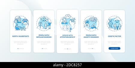 GRUPPI DI rischio TRISTI che si imbarcano nella schermata della pagina dell'app mobile con concetti Illustrazione Vettoriale