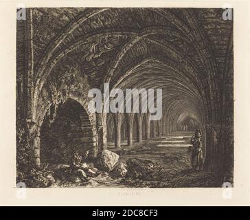 George Cuitt il giovane, (artista), britannico, 1779 - 1854, Fountains, 1822, incisione, piatto: 30 x 27 cm (11 13/16 x 10 5/8 pollici), foglio: 41 x 32.7 cm (16 1/8 x 12 7/8 pollici), totale (formato tappetino): 55.9 x 40.6 cm (22 x 16 pollici Foto Stock