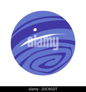 Illustrazione vettoriale di Planet Nettuno. Pianeta blu sferico con superficie illuminata con rilievo isolato sullo sfondo Illustrazione Vettoriale