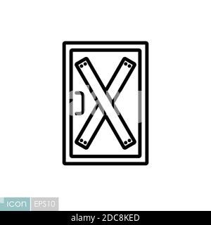 Icona vettoriale della porta incorporata, installazione di schede sulla porta per impedire accessi non autorizzati o abbandonate. Dimostrazione, protesta, sciopero, rivoluzione Illustrazione Vettoriale