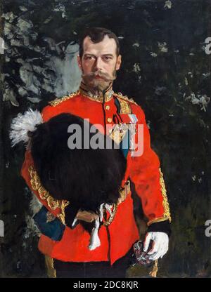 NICOLA II DI RUSSIA (1868-1918) dipinto da Valentin Serov in 1902 come colonnello-in-capo dei 2 ° Dragoni (Royal Scots Grays) Foto Stock