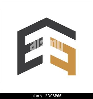 Modello di disegno vettoriale con lettera iniziale del logo ef o del logo fe Illustrazione Vettoriale