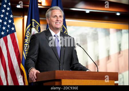 Washington, DC, Stati Uniti. 19 Nov 2020. 19 novembre 2020 - Washington, DC, Stati Uniti: KEVIN MCCARTHY (R-CA), leader di minoranza della casa, che parla alla sua conferenza stampa. Credit: Michael Brochstein/ZUMA Wire/Alamy Live News Foto Stock