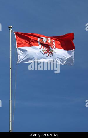 12.05.2019, Hoppegarten, Brandeburgo, Germania - Germania - Bandiera dello stato federale Brandeburgo. 00S190512D575CAROEX.JPG [MODELLO RELEASE: NON RICORRENTE Foto Stock