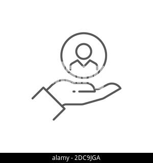Icona Customer Care. Conservazione del cliente icona Assistenza paziente. Icona del supporto tecnico, colore, linea, segno vettoriale del contorno, isolamento del pittogramma di stile lineare Illustrazione Vettoriale