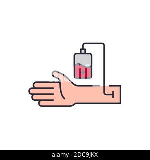 Donatori persone icona, colore, linea, contorno vettore segno, stile lineare pittogramma isolato su bianco. Simbolo, illustrazione del logo. Tratto modificabile. Perf. Pixel Illustrazione Vettoriale