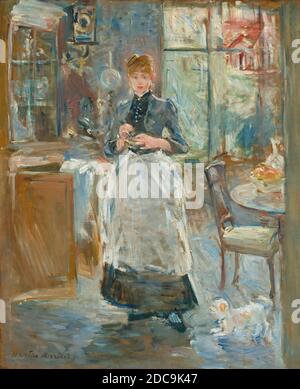 Berthe Morisot, (artista), Francese, 1841 - 1895, in Sala da pranzo, 1886, olio su tela, totale: 61.3 x 50 cm (24 1/8 x 19 11/16 pollici), incorniciato: 78.7 x 67.3 cm (31 x 26 1/2 pollici Foto Stock