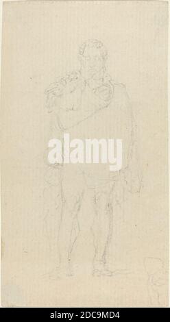 John Flaxman, (artista), British, 1755 - 1826, Hercules, grafite, totale: 10.6 x 5.8 cm (4 3/16 x 2 5/16 pollici Foto Stock