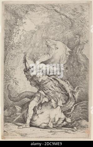 Salvator Rosa, (artista), napoletano, 1615 - 1673, Jason e il Drago, c.. 1663/1664, etching e drypoint Foto Stock