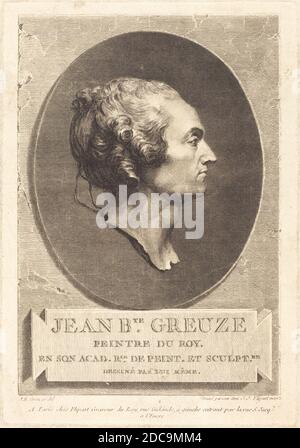 Jean-Jacques Flipart, (artista), francese, 1719 - 1782, Jean-Baptiste Greuze, (artista dopo), francese, 1725 - 1805, Jean-Baptiste Greuze, incisione e incisione Foto Stock