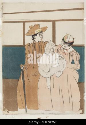 Mary Cassatt, (artista), cucina americana, 1844 - 1926, nell'Omnibus, 1890-1891, punto secco e acquatinto colore, piastra: 36.51 × 26.67 cm (14 3/8 × 10 1/2 pollici Foto Stock