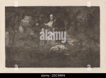 Francisco de Goya, (artista), spagnolo, 1746 - 1828, Dios los cria y ellos se juntan (Dio li crea e si uniscono insieme), Proverbios: pl.18, (serie), in o dopo 1816, incisione, acquatinto bruttato e burin Foto Stock