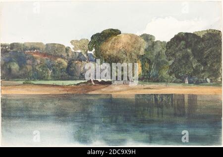 James Bulwer, (artista), British, 1794 - 1879, Paesaggio con alberi e acqua, acquerello e grafite, totale: 16.9 x 26 cm (6 5/8 x 10 1/4 pollici Foto Stock