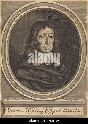 William Faithorne, (artista), inglese, 1616 - 1691, John Milton, 1670, incisione Foto Stock