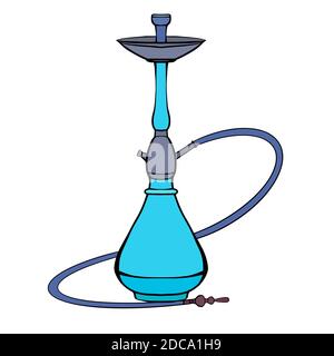 Colore contorno cartoon illustrazione di hookah isolato su uno sfondo bianco. Riposo e relax. Oggetto vettoriale per loghi, icone, infografiche e tu Illustrazione Vettoriale