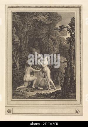 Geraud Vidal, (artista), francese, 1742 - 1801, Nicolas Lavreince, (artista dopo), svedese, 1737 - 1807, Les nymphes scrupuleuses, 1784, incisione e incisione Foto Stock