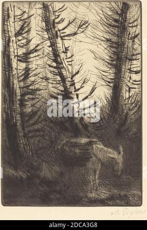 Alphonse Legros, (artista), francese, 1837 - 1911, Farmer e il suo asino (le fermier et son ane), incisione e punto secco Foto Stock