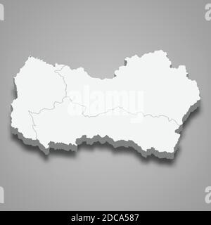 La mappa isometrica 3d di o'Higgins è una regione del Cile, illustrazione vettoriale Illustrazione Vettoriale