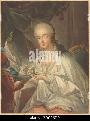 Jean-Baptiste-André Gautier-Dagoty, (artista), francese, 1740 - 1786, François-Hubert Drouais, (artista dopo), francese, 1727 - 1775, Madame du Barry, colore mezzotint Foto Stock