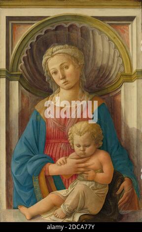 Fra Filippo Lippi, (pittore), fiorentino, c.. 1406 - 1469, Madonna col Bambino, c. 1440, tempera su pannello di pioppo, totale: 79 x 51.1 cm (31 1/8 x 20 1/8 in.), incorniciato: 117.2 x 85.4 x 9.5 cm (46 1/8 x 33 5/8 x 3 3/4 in Foto Stock