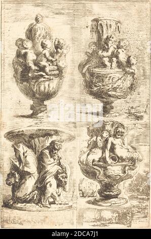 Gabriel de Saint-Aubin, (artista), francese, 1724 - 1780, quattro vasi (Les quatres vasi), 1754, incisione Foto Stock