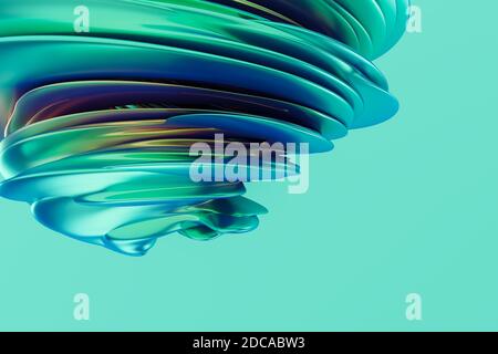 Rendering 3D di sfondo astratto, superficie metallica ondulata curva, sfondo di lusso Foto Stock