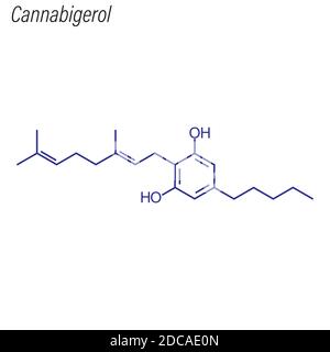 Formula scheletrica del Cannabigerolo. Molecola chimica del farmaco. Illustrazione Vettoriale