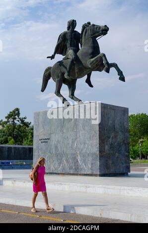 Statua di Alessandro Magno a Salonicco Greecebronze Foto Stock