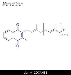 Formula scheletrica di Menaquinone. Molecola chimica della vitamina K2. Illustrazione Vettoriale