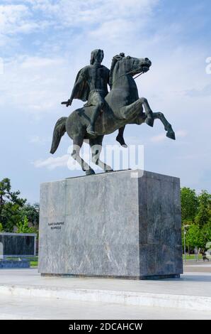 Statua di Alessandro Magno a Salonicco Grecia Foto Stock