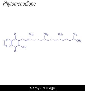 Formula scheletrica di Phytomenadione. Molecola chimica del farmaco. Illustrazione Vettoriale