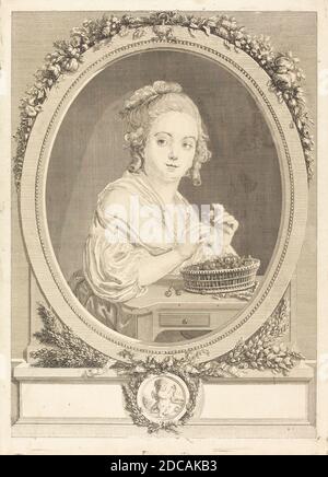 Geraud Vidal, (artista), francese, 1742 - 1801, P. Davesne, (artista dopo), francese, attivo seconda metà 18 ° secolo, Les cerises, incisione Foto Stock