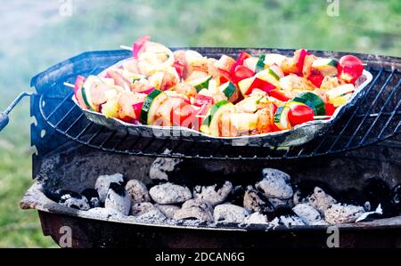 Barbecue di colori su carboni molto caldi. Foto Stock