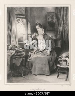 Achille Devéria, (artista), francese, 1800 - 1857, l'Inquietude, 1829, litografia Foto Stock